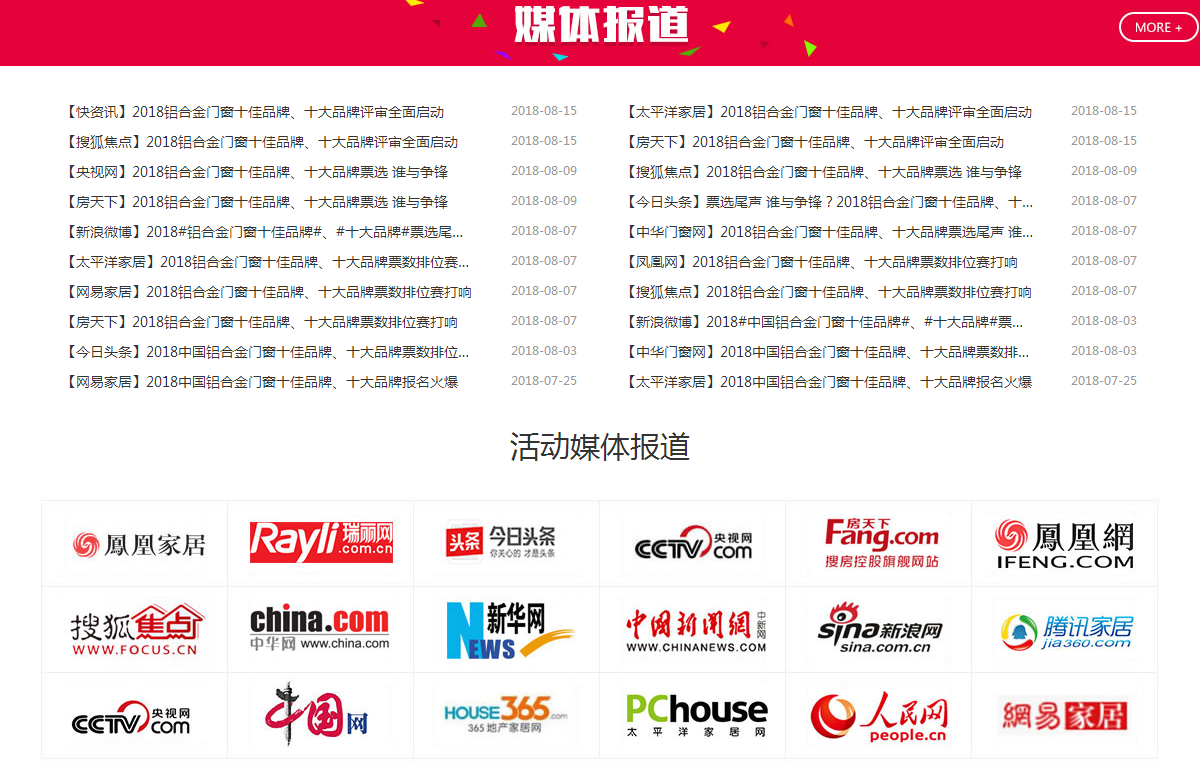 富轩门窗荣获“铝合金门窗十佳品牌”